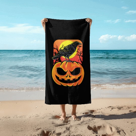Crow Halloween Bird Watcher Gift Beach Towels