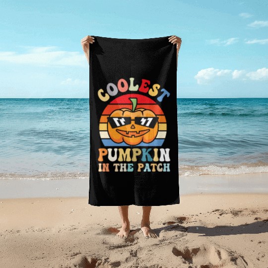 Coolest Pumpkin In The Patch - Halloween Beach Towels