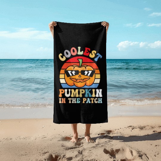 Coolest Pumpkin In The Patch - Halloween Beach Towels