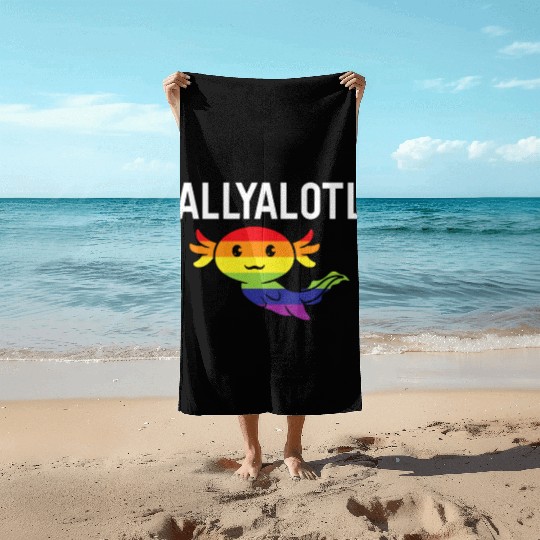 ALLYALOTL Axolotl Rainbow Pride Gay LGBTQ Beach Towels