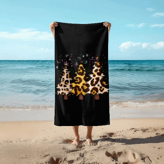 Christmas trees, Leopard Christmas Trees, Winter Beach Towels