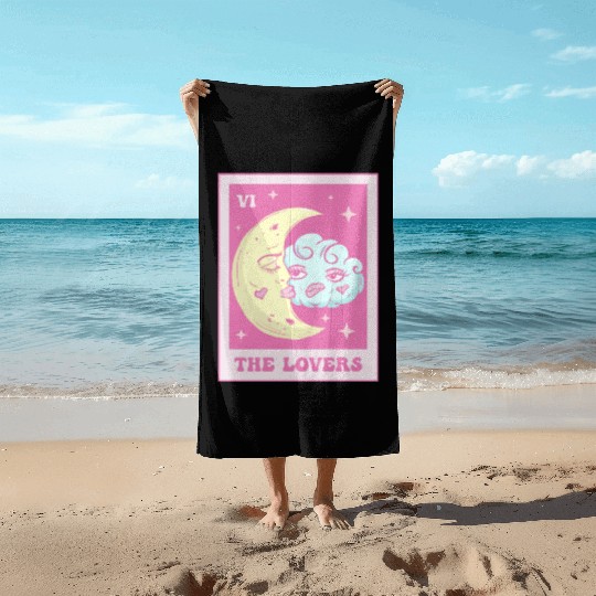 Coquette Aesthetic Pink Tarot Card The Lovers Beach Towels