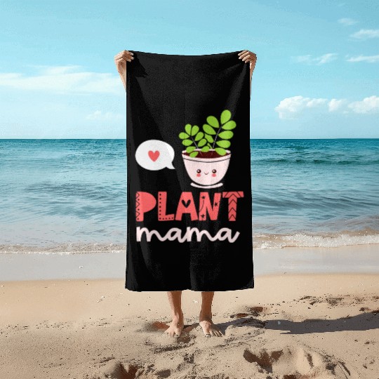 Plant Mama Kawaii Plants Design Gardening Gifts Beach Towels