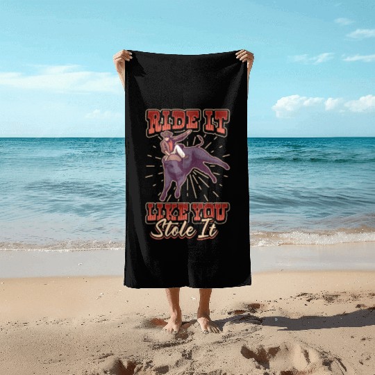 Rodeo Bull Riding Livestock Show Farmer Cattle Beach Towels