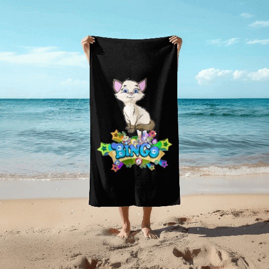 Bingo Gatos camisa los gatos Gatito caprichoso Beach Towels