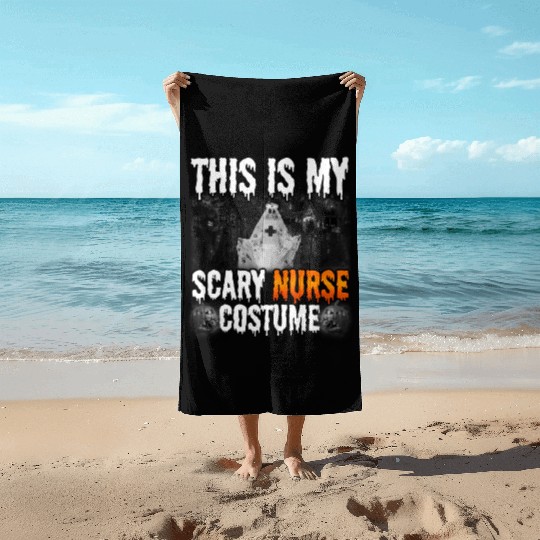 Scary Nurse Costume Funny Halloween Angry Boo Beach Towels