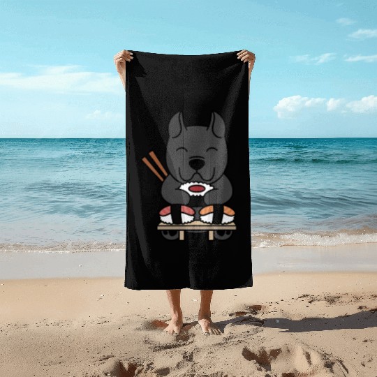 Sushi Lover Cane Corso Beach Towels