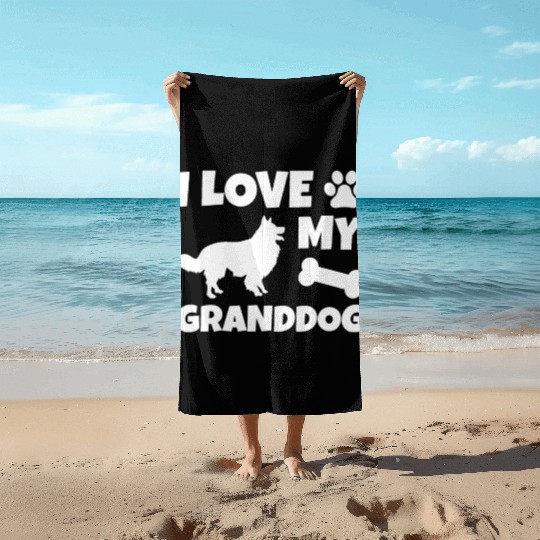 I Love My Granddog Border Collie Beach Towels