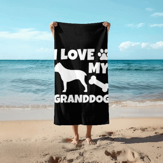 I Love My Granddog Cane Corso Beach Towels