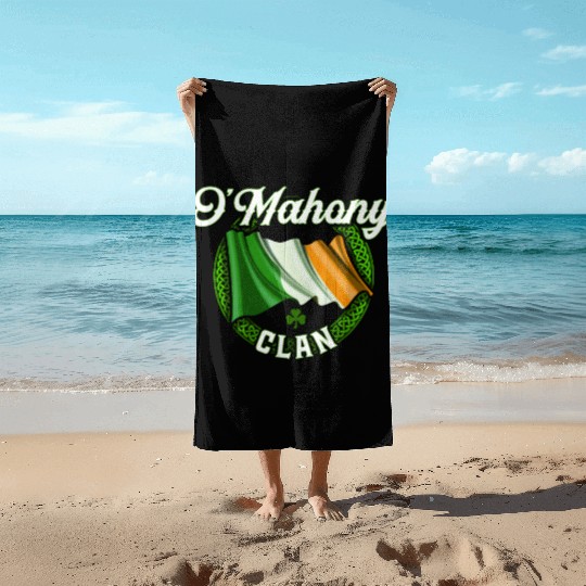 O’mahony Surname Irish Last Name Ireland Flag Beach Towels