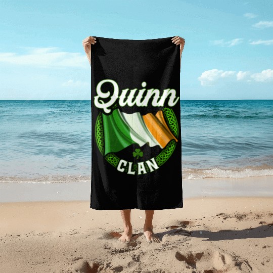 Quinn Surname Irish Last Name Ireland Flag Beach Towels
