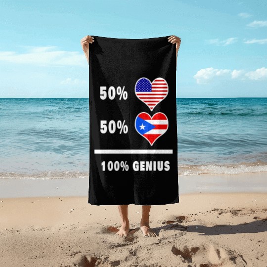USA and Puerto Rico genius flag design Beach Towels