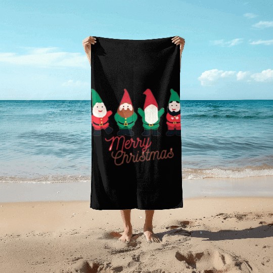 Christmas Funny Gnomes Beach Towels