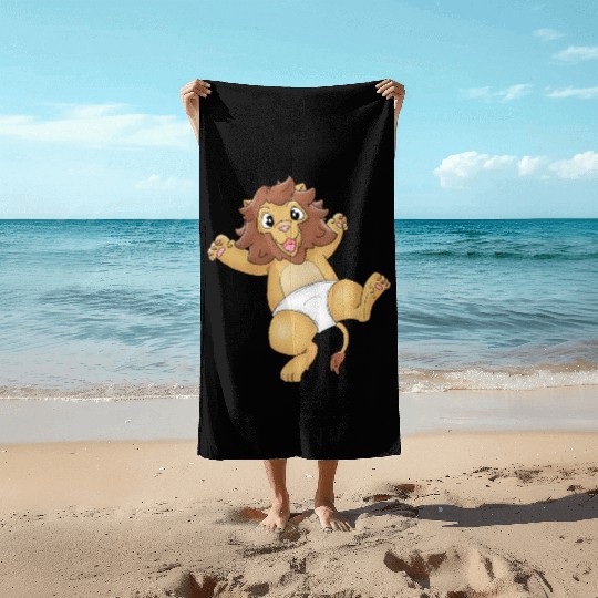 Cute Lion Baby in Diapers Design (ideal gift) Beach Towels