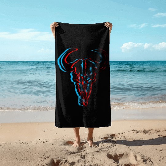 Buffalo skull Beach Towels