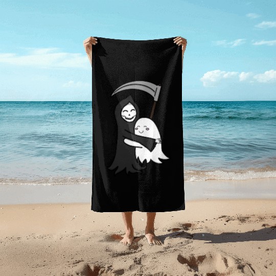 Grim Reaper & Ghost Hug | Friendship | Azrael Beach Towels