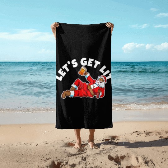 Lets get lit christmas Beach Towels