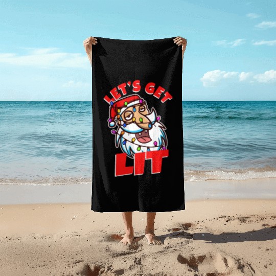 Lets get lit christmas Beach Towels