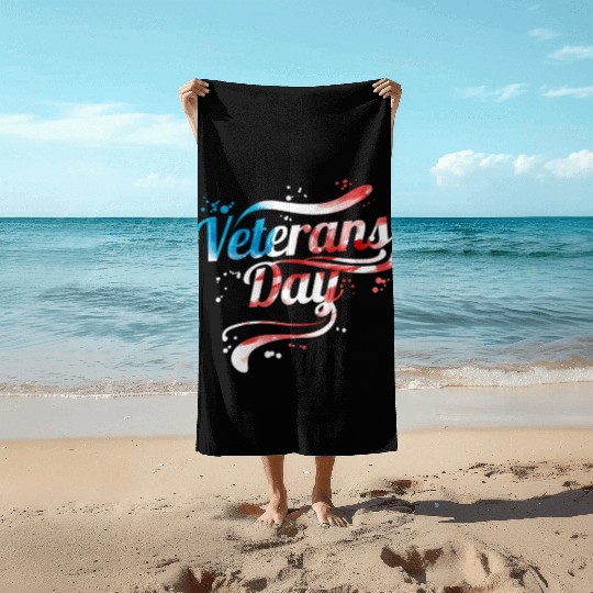US Flag Colored Logo For Veterans Day Beach Towels