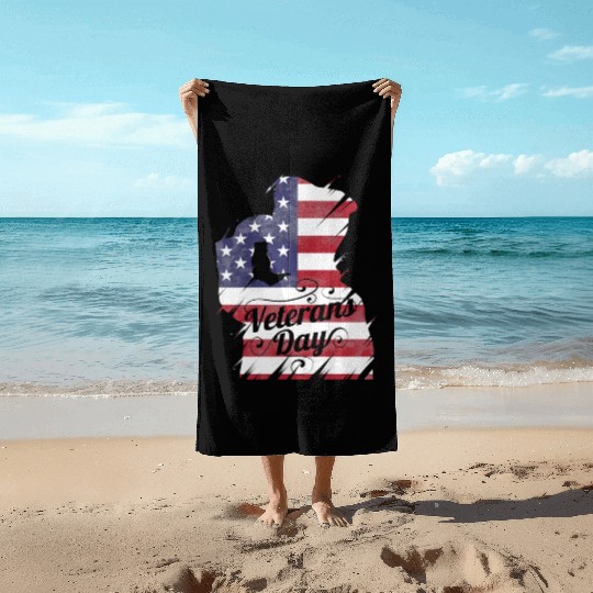 Patriotic Salute US Flag For Veterans Day Beach Towels