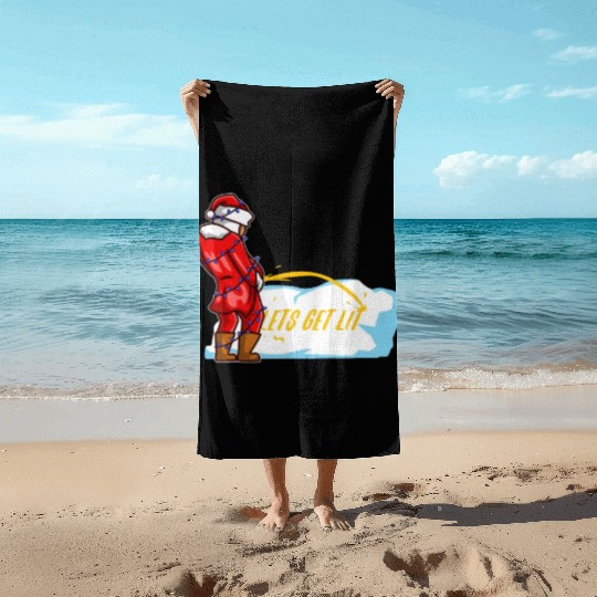 Lets get lit christmas Beach Towels