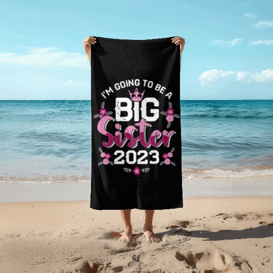 Big Sis 2023 - Big Sister Baby Family Birth Girl Beach Towels