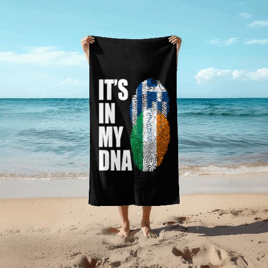 Greek And Irish Mix Heritage DNA Flag Beach Towels