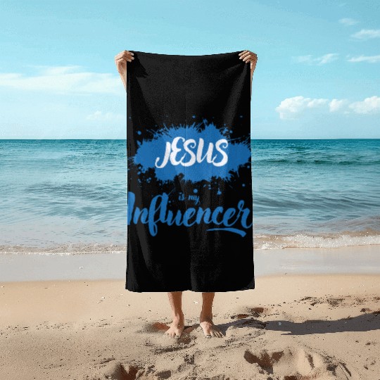 JESUS is my Influencer blue light Beach Towels