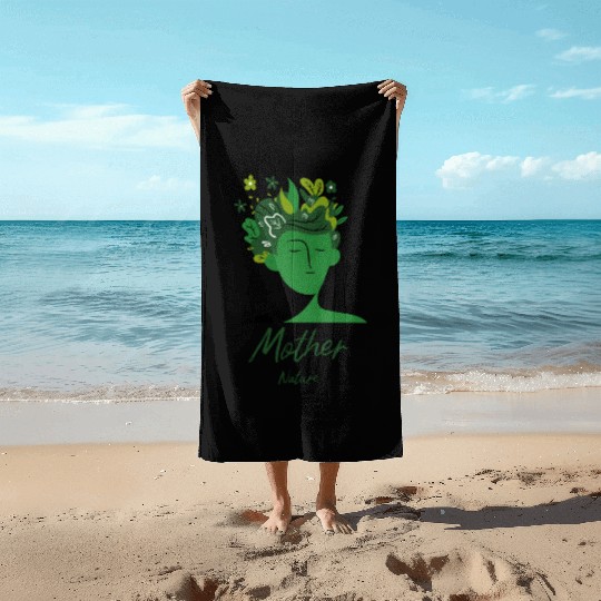 Mother Nature flowers head plants green gift idea Beach Towels