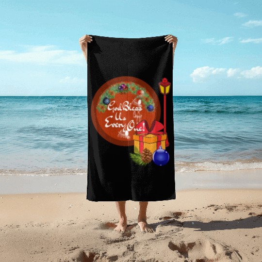 Cute A Christmas Carol God Bless Us Everyone Lamp Beach Towels