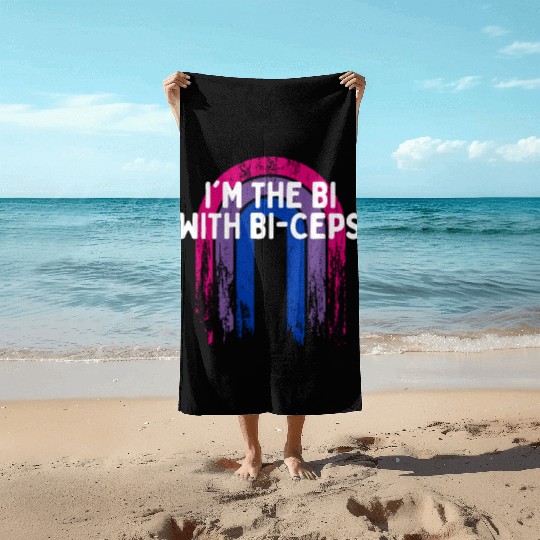 I'm the Bi with Bi-Ceps Bisexual LGBTQ Bi Pride Beach Towels