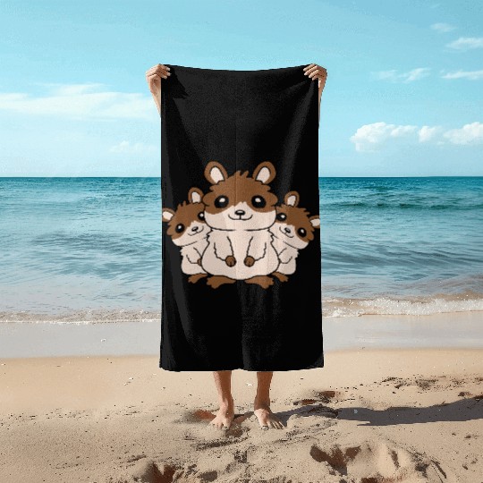 Crew hamster family kids Beach Towels