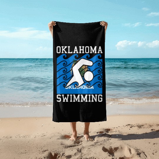 Oklahoma Flag Swimming Team Swim Swimmer US State Beach Towels