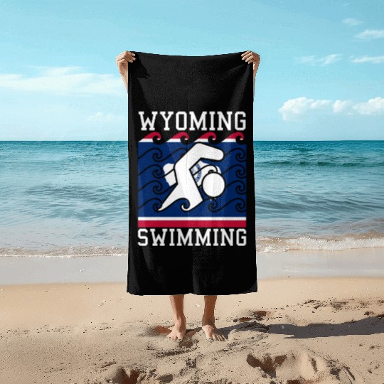 Wyoming Flag Swimming Team Swim Swimmer US State Beach Towels