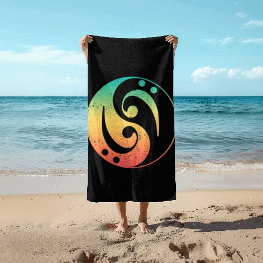 Ying Yang Bass Guitar Player Beach Towels