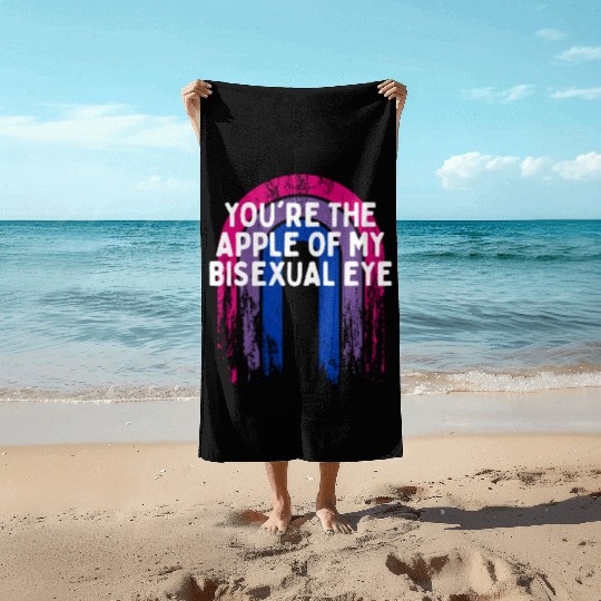 The Apple of my Bisexual Eye Bi Couples Bi Pride Beach Towels