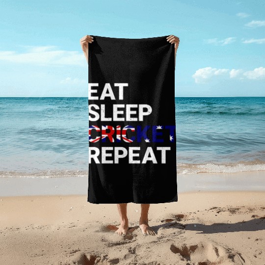 Eat Sleep Cricket Repeat AUS Flag Sports Gift Beach Towels