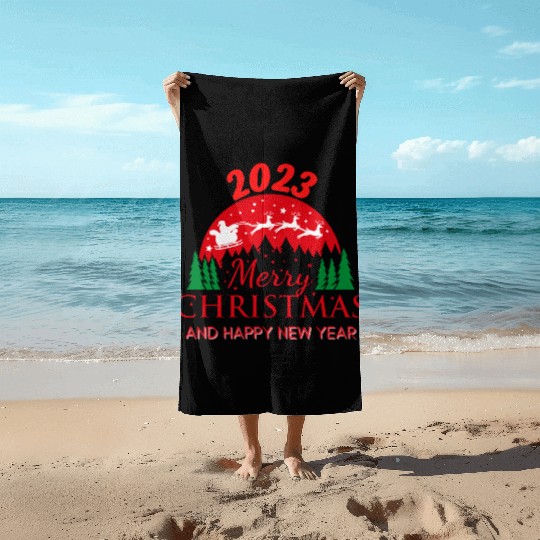 Merry Christmas 2023 Beach Towels