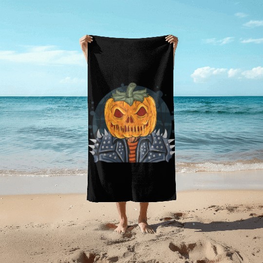 Spooky Jack-o'-lantern Beach Towels