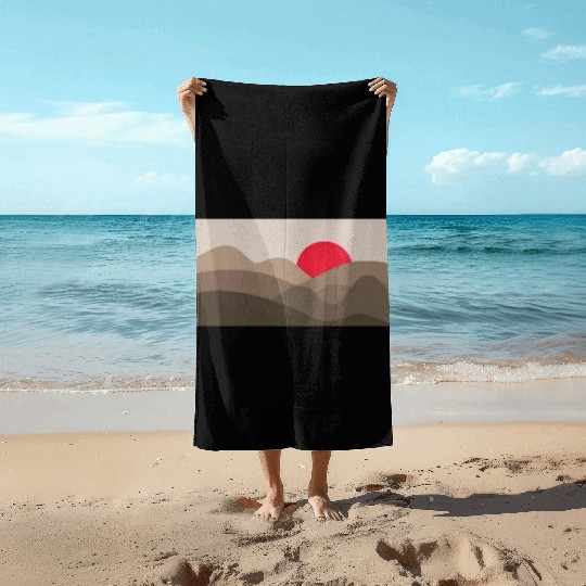 Minimalist Sun Coffee Brown Beach Towels