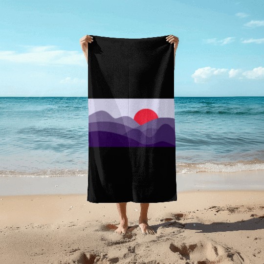 Minimalist Sun Cyber Grape Purple Beach Towels