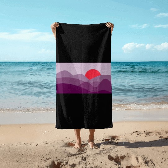 Minimalist Sun Dark Orchid Purple Beach Towels