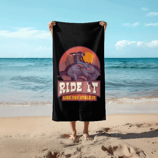 Rodeo Bull Riding Livestock Show Farmer Cattle Beach Towels