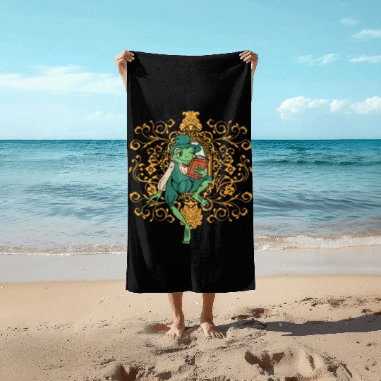 Classy Royalty Prince Toad Frog Amphibian Beach Towels