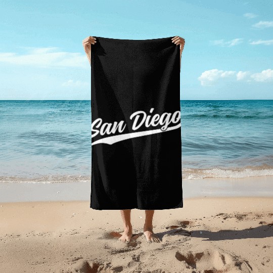 San Diego California Cool Ca Retro 1970S White Tex Beach Towels