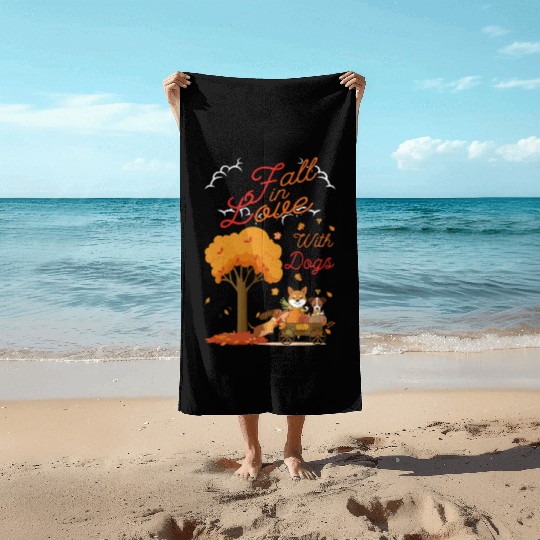 Women Fall Dog Lover Autumn Beach Towels