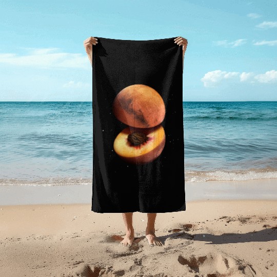 Funny Peach Mars Planet Beach Towels