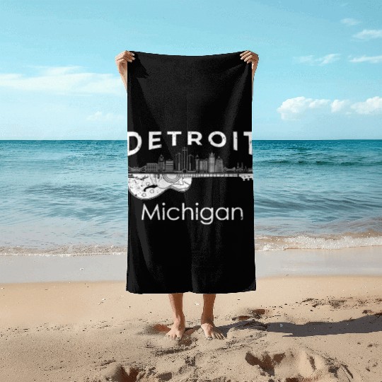 Detroit Souvenir Men Michigan Gift Music Guitar Beach Towels