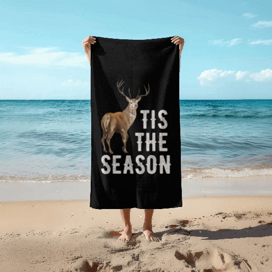 Tis The Season Retro Dear Hunting Beach Towels