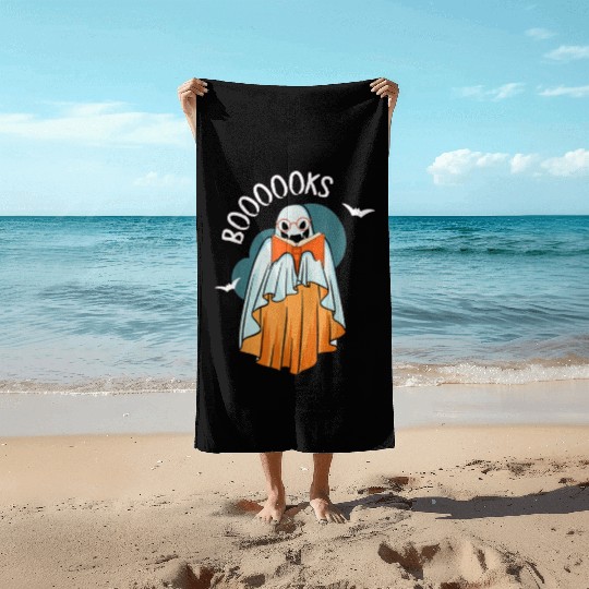 Ghost Book Reading Teacher School Funny Halloween Beach Towels